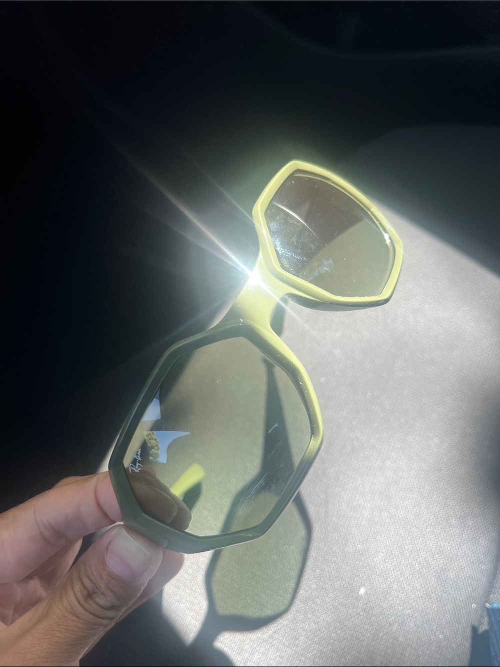 Ray-Ban Olive Green Geometric Sunglasses
